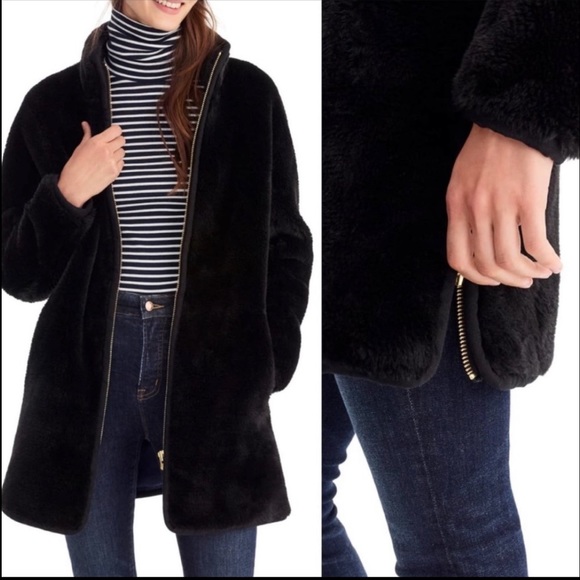 J. Crew Black Teddy Bear Coat